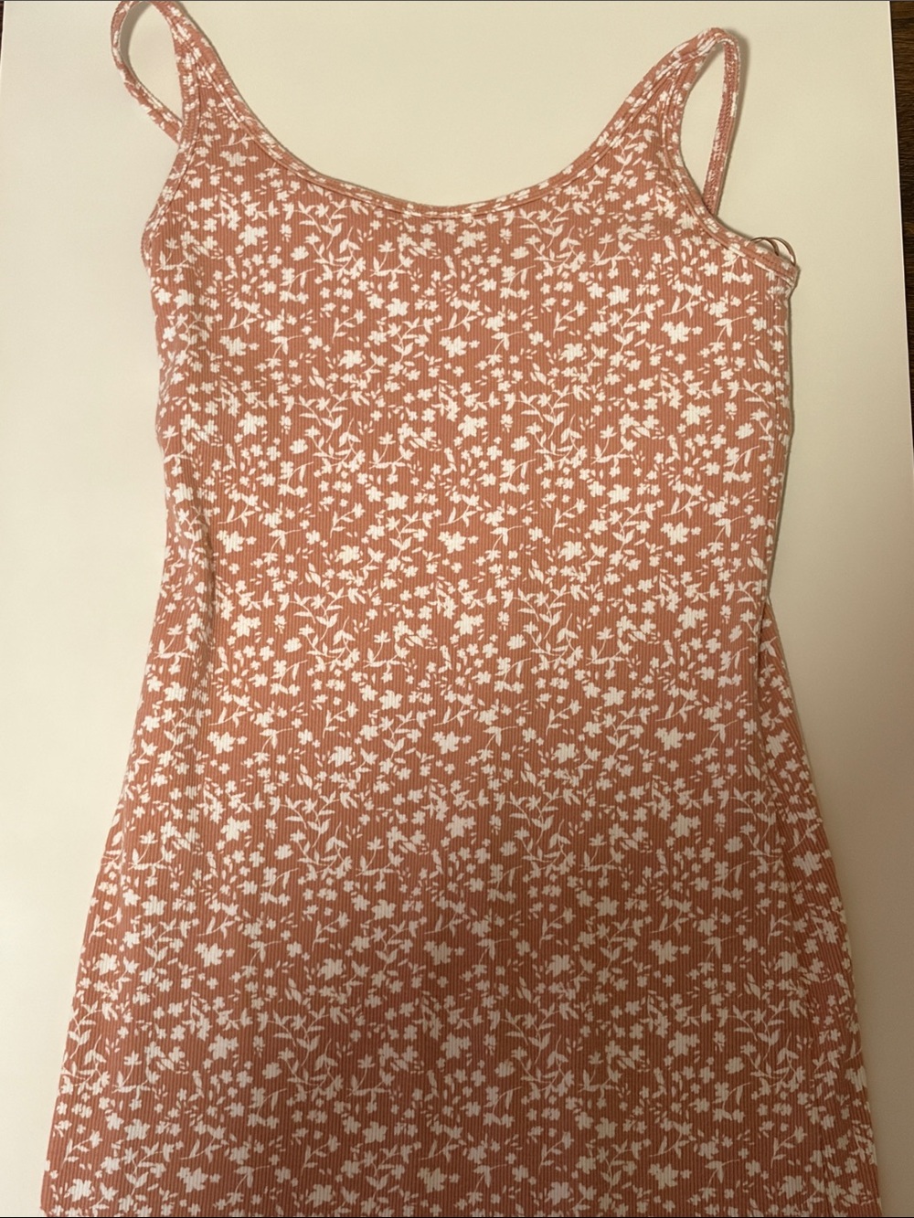 Old Navy Rusty Rose Floral Ribbed Tank Dress